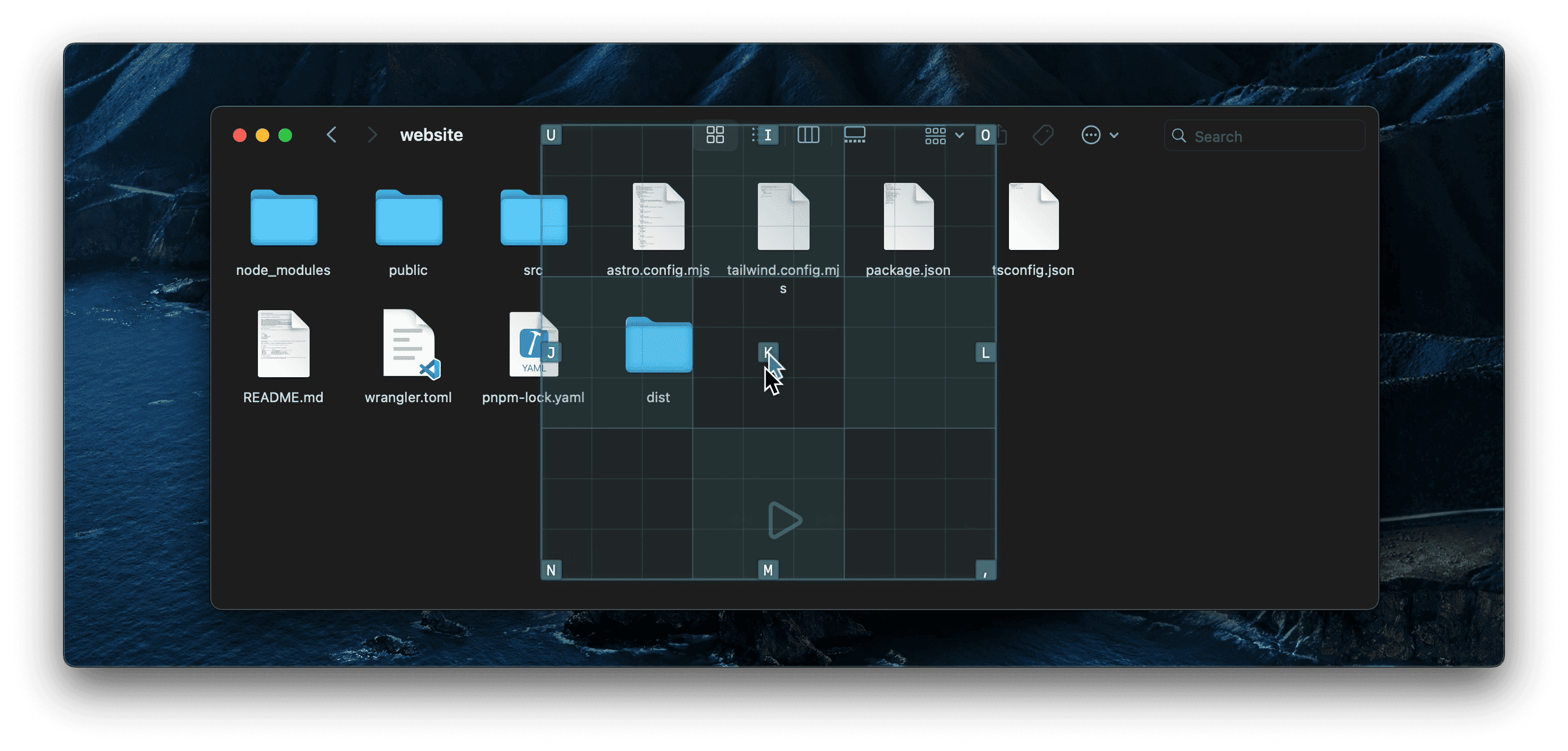 example of nine-square-grid mode